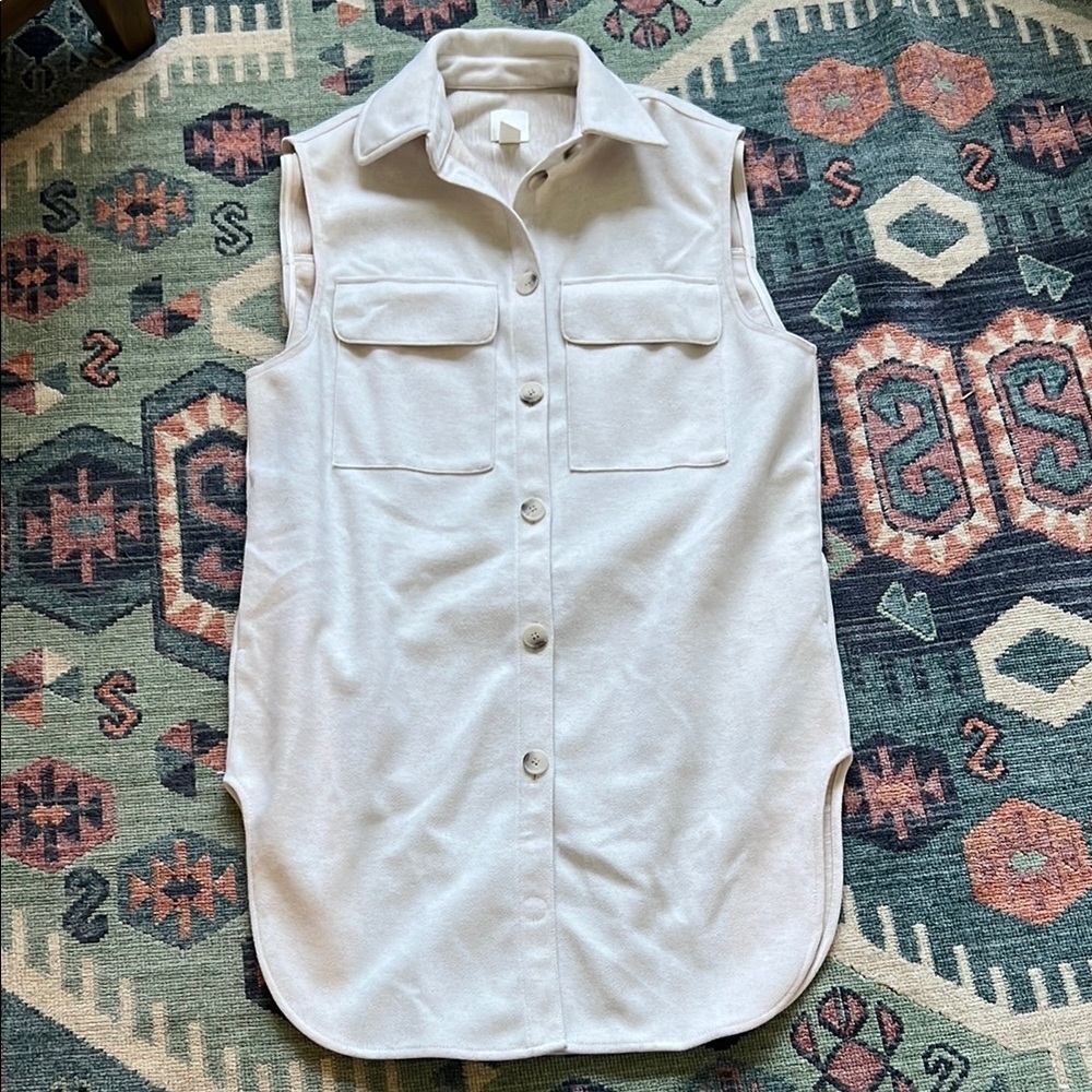 H&M Cream Sleeveless Button-Front Shirt Vest